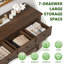 Commode 7 tiroirs 47 pouces avec ensemble anti-basculement fini chêne vieilli
