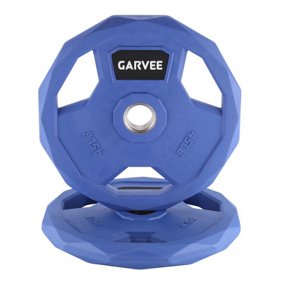 Drop-Safe Rubber Coated Bumper Plates Set, 2-Inch Cast Iron Weight Plates with Stainless Steel Insert for Home Gym and Barbell Training