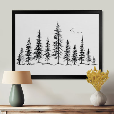 Pine Tree Forest In Winter Wonderland - Pine Wall Art, Black Nature Canvas Print