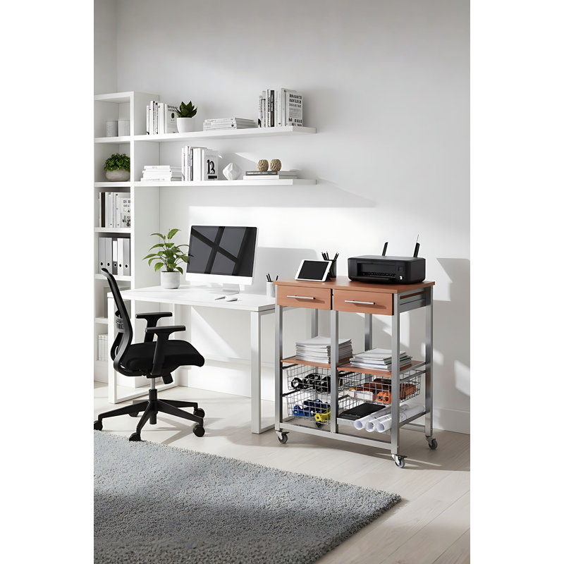 Gjender 71cm W Steel Kitchen Island and with Locking Wheels