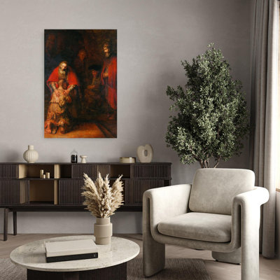 Return Of The Prodigal Son C. 1668 Classic Vintage Architecture Wall Art Print by Rembrandt Van Rijn - Wrapped Canvas Print