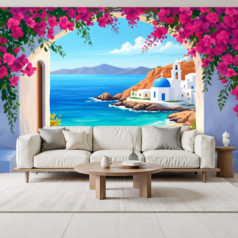 Papier peint adhésif mural bohème méditerranéen Boho, L 96 po x l 69 po