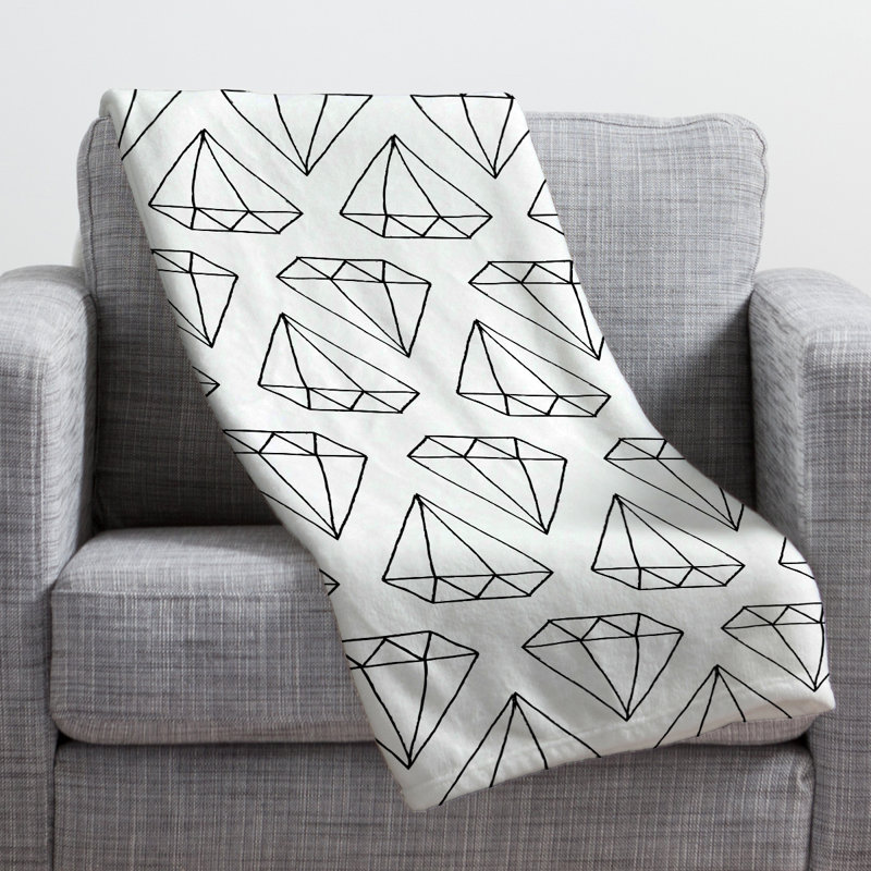 Wesley Bird Throw Blanket, White Diamond Print, Large