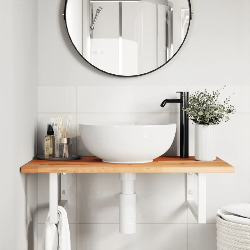 Acacia Wood Bracket Shelf, 2cm H x 100cm W x 50cm D