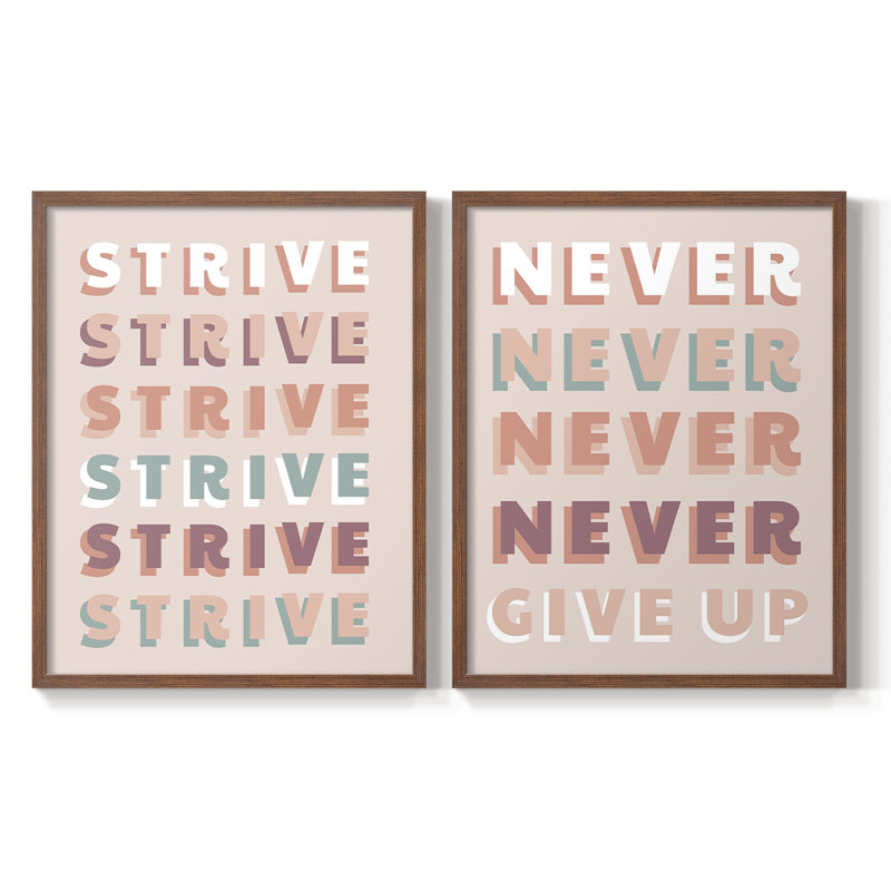 Strive - reproduction encadrée de qualité supérieure - prête à être accrochée - aucun clou requis - aucun clou requis, Noyer