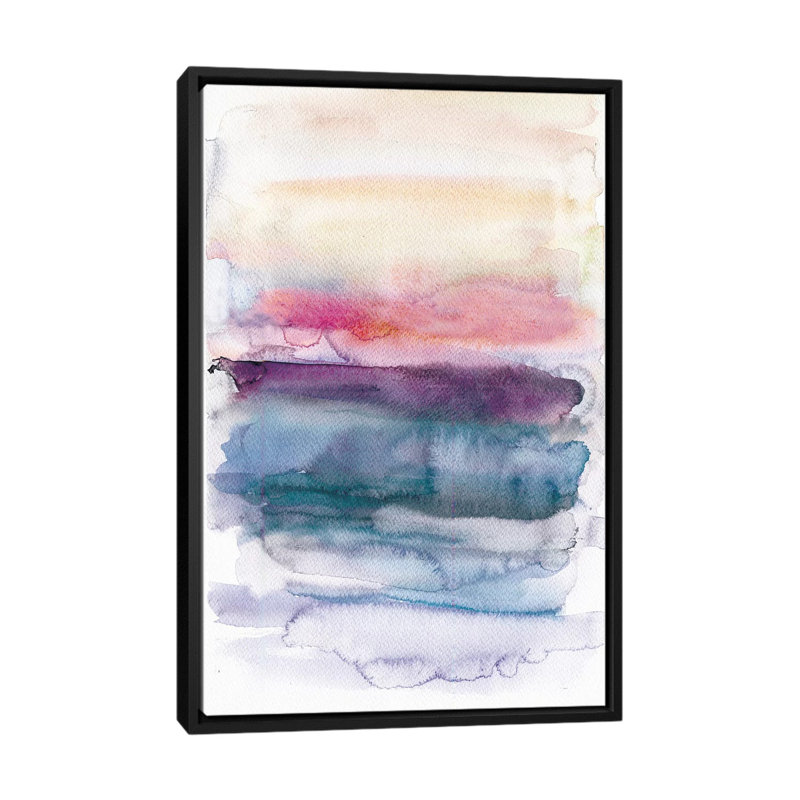 «Sunset Abstract», reproduction sur toile, H 60 po x l 40 po x P 1,5 po, Toile encadrée noire, Pas de tapis