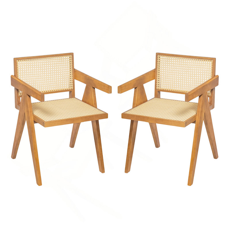 Chaise de salle à manger moderne, ensemble de 2 chaises en canne