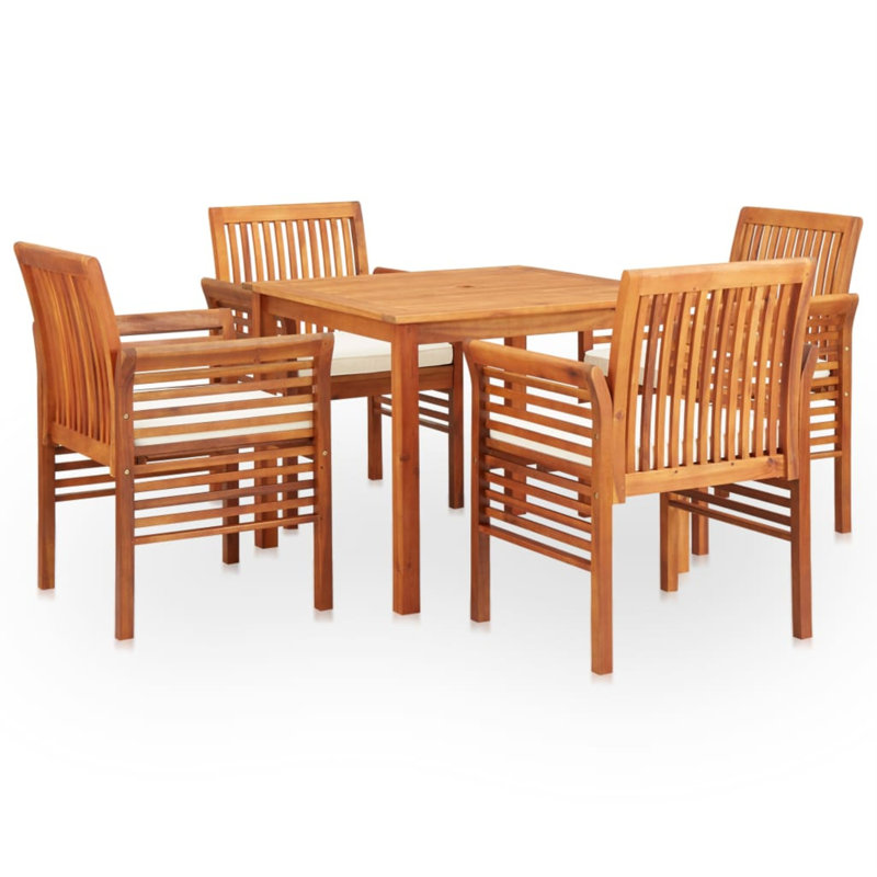 Square 4 - Person Dining Set with Cushions, 29.1" H x 59" L x 35.4" W, White