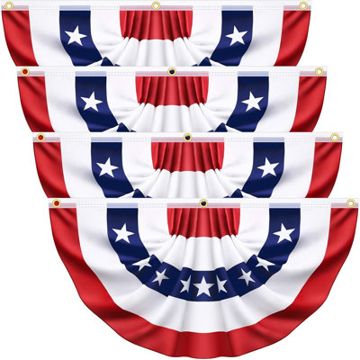 2 Pack 3X6 Ft Anniversary American Patriotic Half Fan Bunting Flags – Resistant For Indoor Outdoor, Of July Independence Day Decor