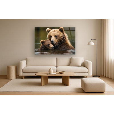 Bear Family Frameless Tempered Glass Wall Art - 40" x 60"