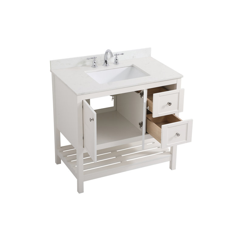 Krish 36'' Single Bathroom Vanity with Top, White