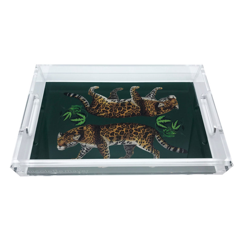 Plateau décoratif rectangulaire Leopard Seeing , L 12,5 po x P 7,75 po x H 2 po, Evergreen