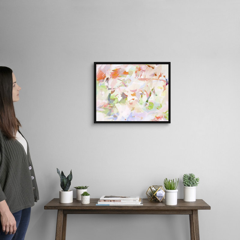 Expression du printemps - reproduction d'art sur toile, Cadre flottant noir, H 18 po x l 22 po x P 1,75 po
