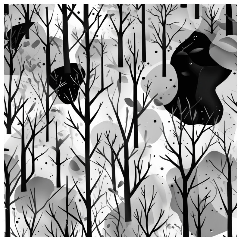 Black White Forest Illustration Comforter, Queen