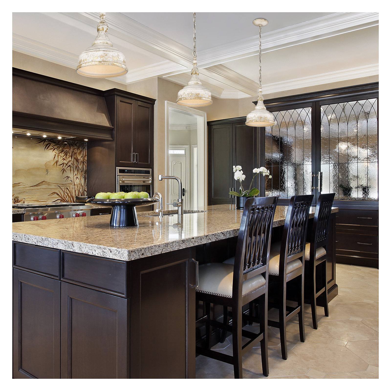 Claudette Single Light Steel Dimmable Pendant, Antique Ivory