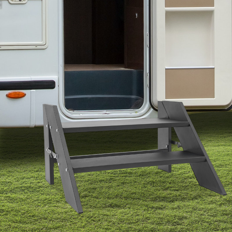 2-Step Modern Black Foldable RV Step Ladder