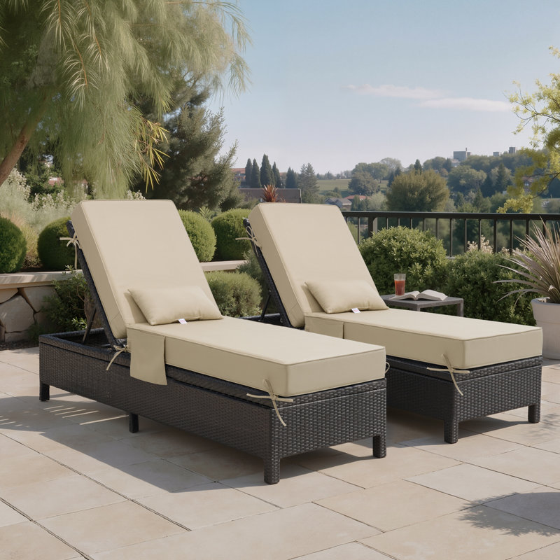 Coussin de chaise longue / dossier 26 po x l 26,5 po x P 80 po x H 6 po Sunbrella, 2, Beige