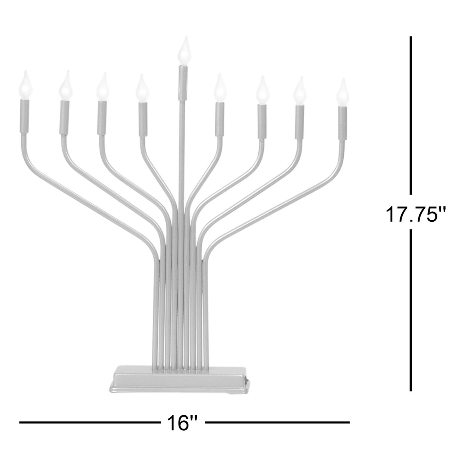 Metal Menorah, Gold, 17.75" H x 16" W x 2.5" D