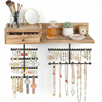 Rustic Farmhouse Wall-mounted Jewelry Organizer