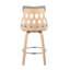 Tabouret de comptoir Mid-Century moderne de 26 po en bois naturel et tissu gris clair avec repose-pieds chromé By
