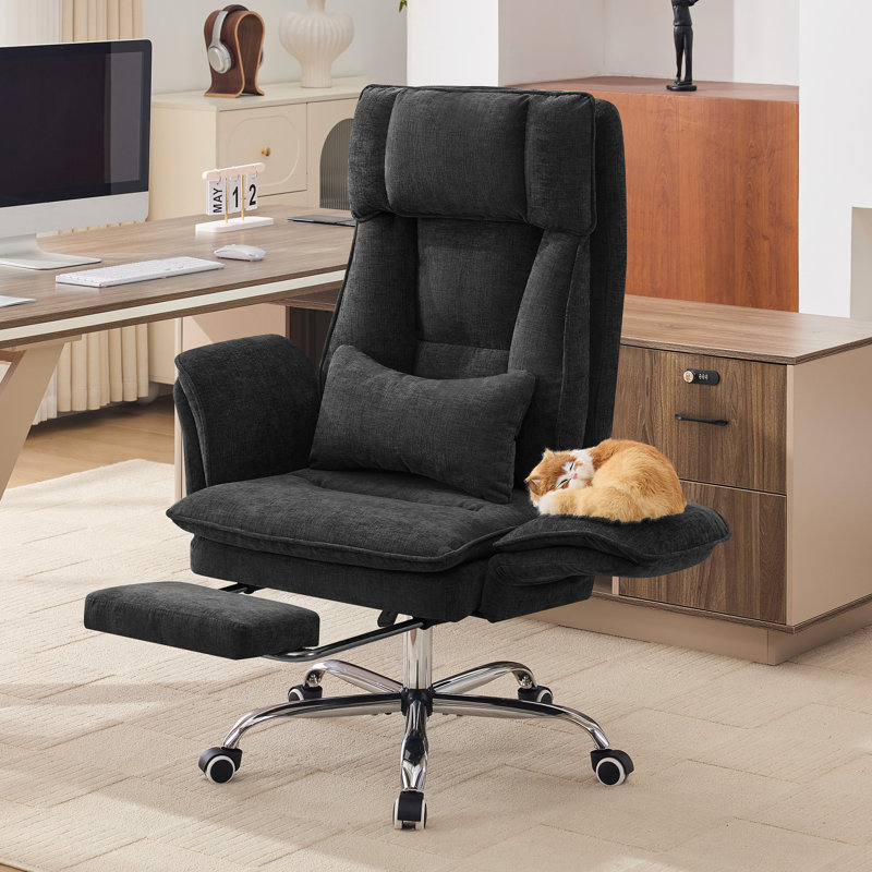 Fauteuil de bureau grand et grand, accoudoirs rabattables pour animaux de compagnie et assis en tailleur, fauteuil de jeu ergonomique pour ordinateur avec coussin lombaire