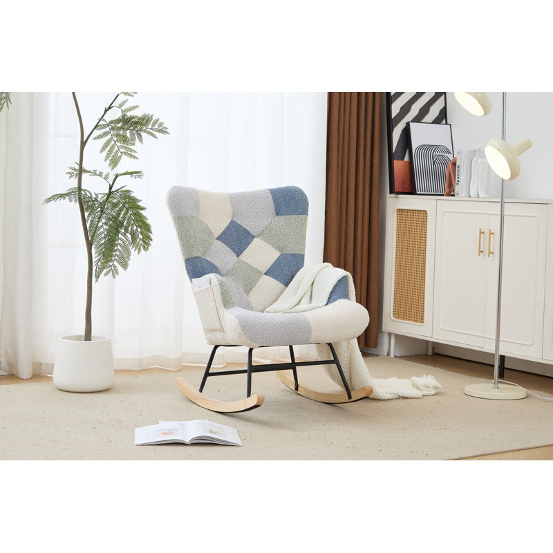 Chaise d'appoint Macaroon Mid-Century, Crème/bleu