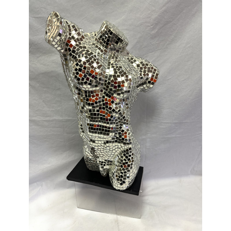 Abstract Glass Mirror Torso Statue