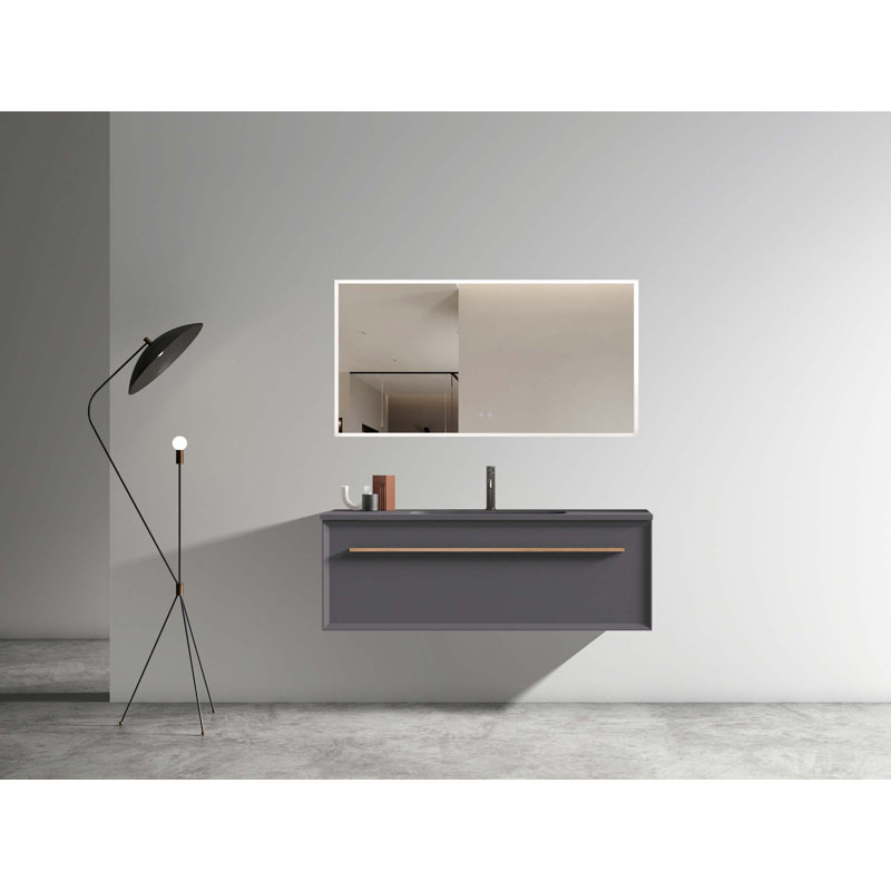 Meuble-lavabo mural moderne avec lavabo à surface solide