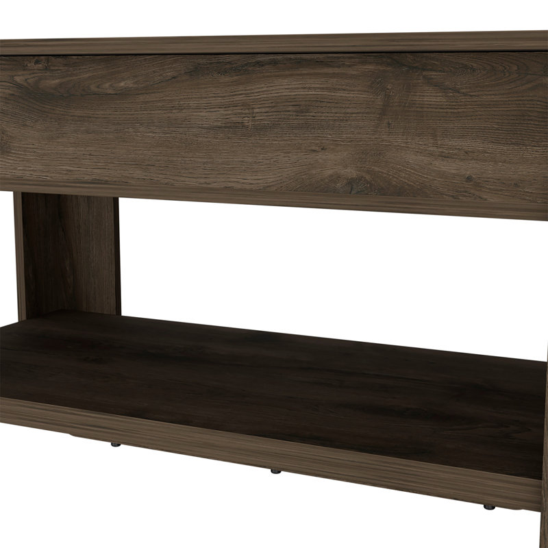 Banc de jonquille, plateau relevable et panneau inférieur, Brun