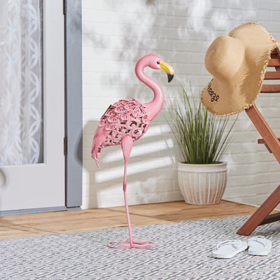 STATUE SOLAIRE EN MÉTAL SOLAIRE FLAMINGO