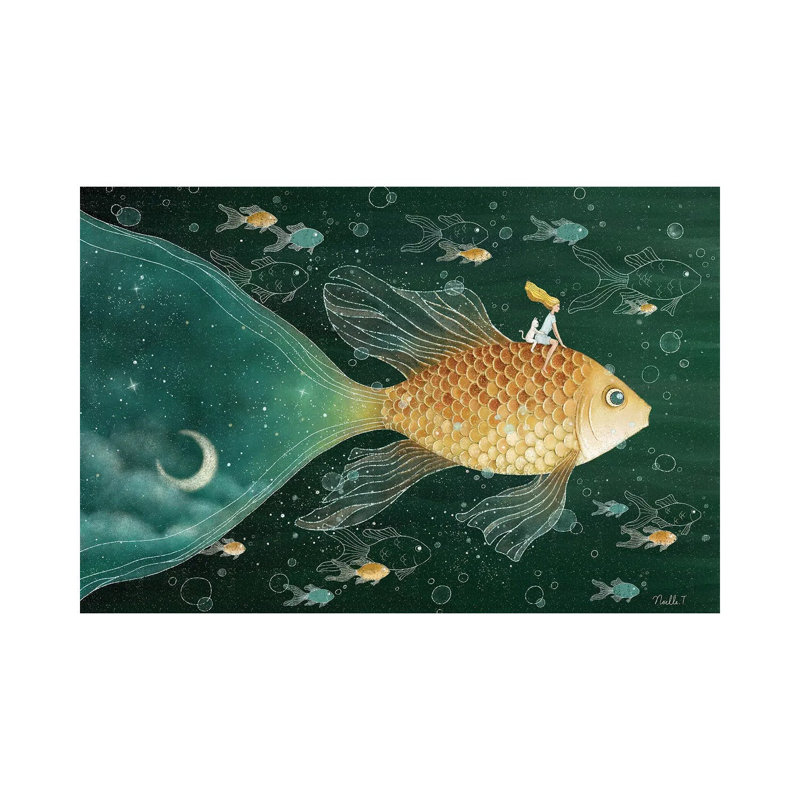 «Riding Through The Night Sky» - Giclée sur toile tendue avec châssis, H 18 po x l 26 po