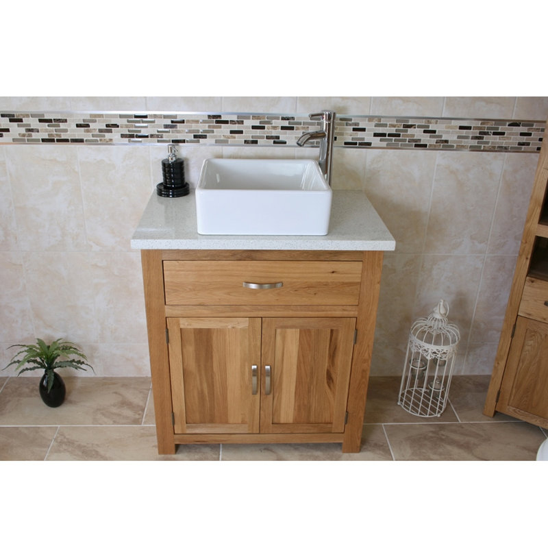 Lizeth 750mm Single Bathroom Vanity with Vessel Ceramic Basin, White