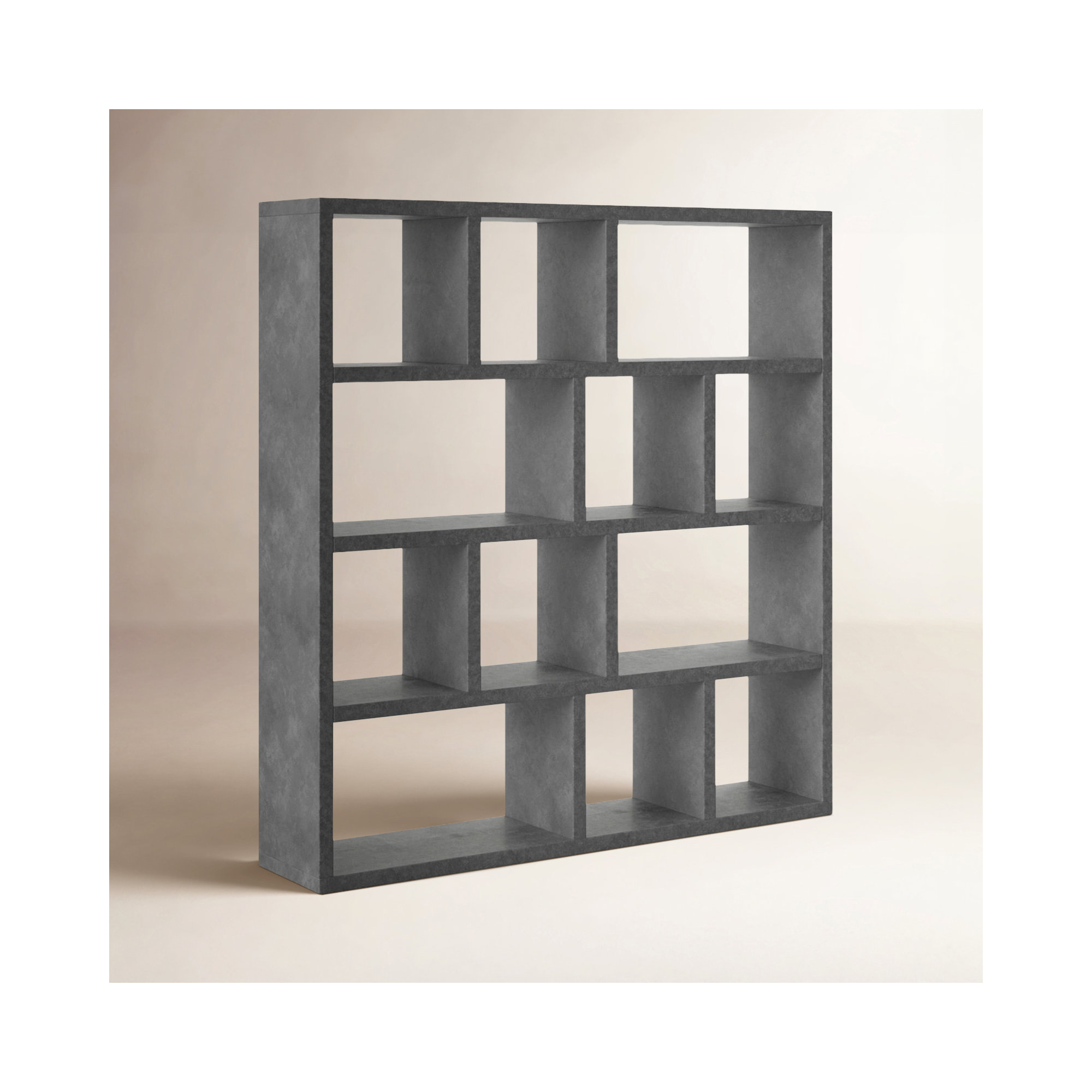 Stetson Wide Bookcase, (4 Shelves) 63" H x 59" W x 13" D, Concrete Gray