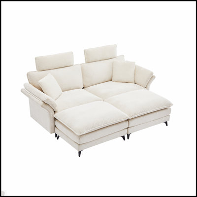 85.8'' Deep Comfortable Cloud Sectional Sofa With Corduroy Fabric And Ottoman, Perfect For Modern And Traditional Decor