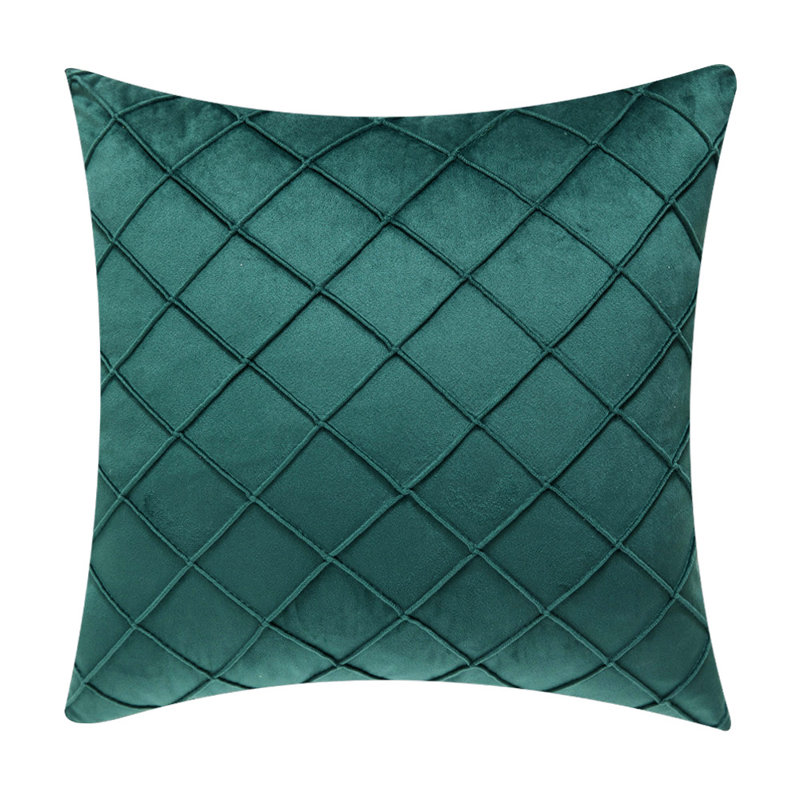 Housse de coussin carré en velours et insert, 18 po x 18 po, Bleu sarcelle, Polyester