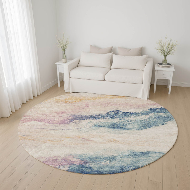 Premium Machine Washable Jacquez AMF1799 Modern Rug, Round 8'