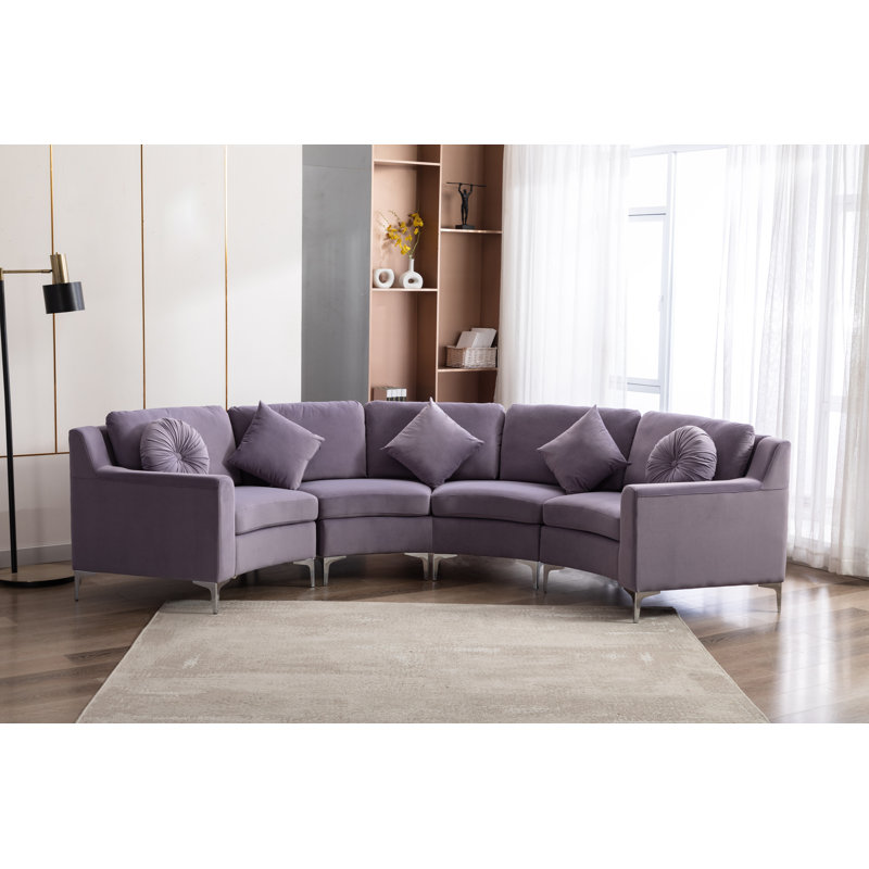 136" Wide Thistle Velvet Curved Sectional Sofa