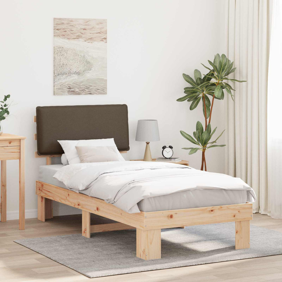 Bed Frame With Upholstered Headboard Taupe 120 X 200 Cm