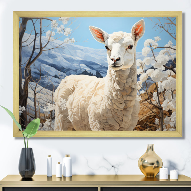 Alpaca Blue Landscape II - reproduction sur toile, H 24 po x l 32 po x P 1 po, Encadrement doré
