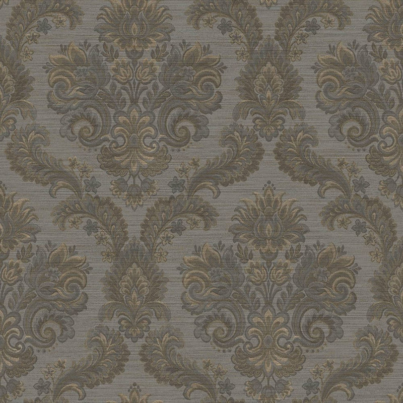 Rouleau de papier peint damassé à motif floral Ornamenta Collection, Gris