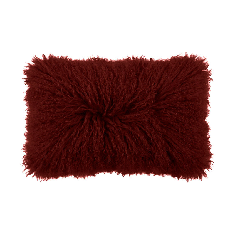 Tibetan Lamb Sheepskin Pillow by Outpost Original, 22" x 12", Burgundy Red