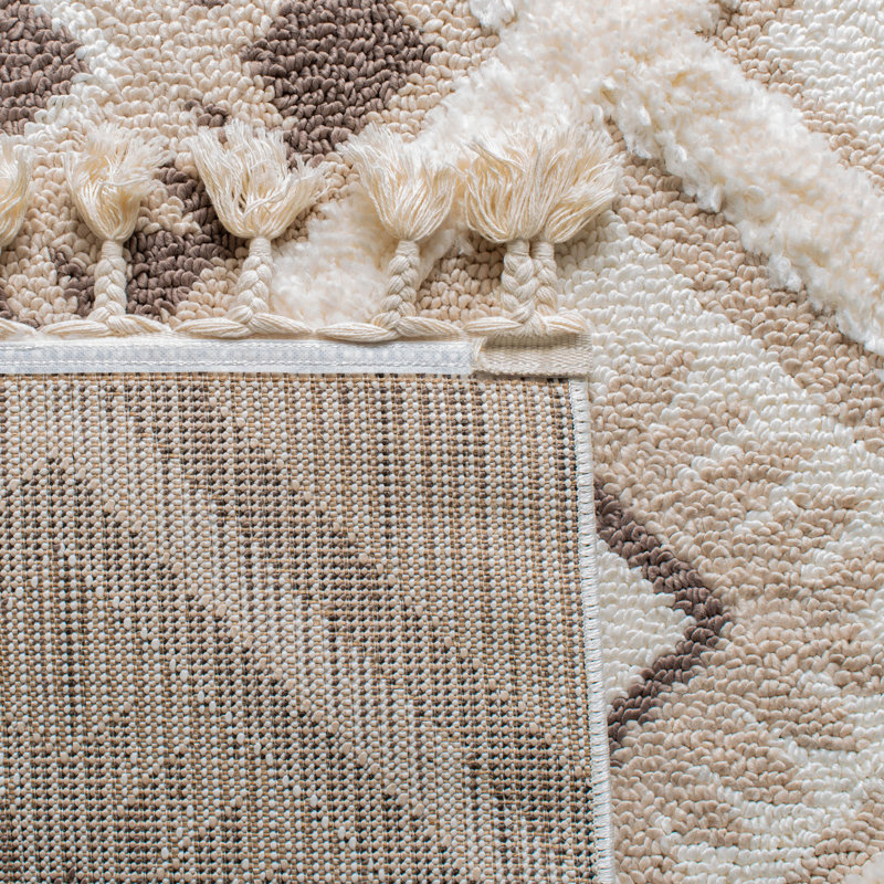 ImraanMoroccan Tassel Shag Geometric Indoor/Outdoor Rug, Rectangle 10' x 14'