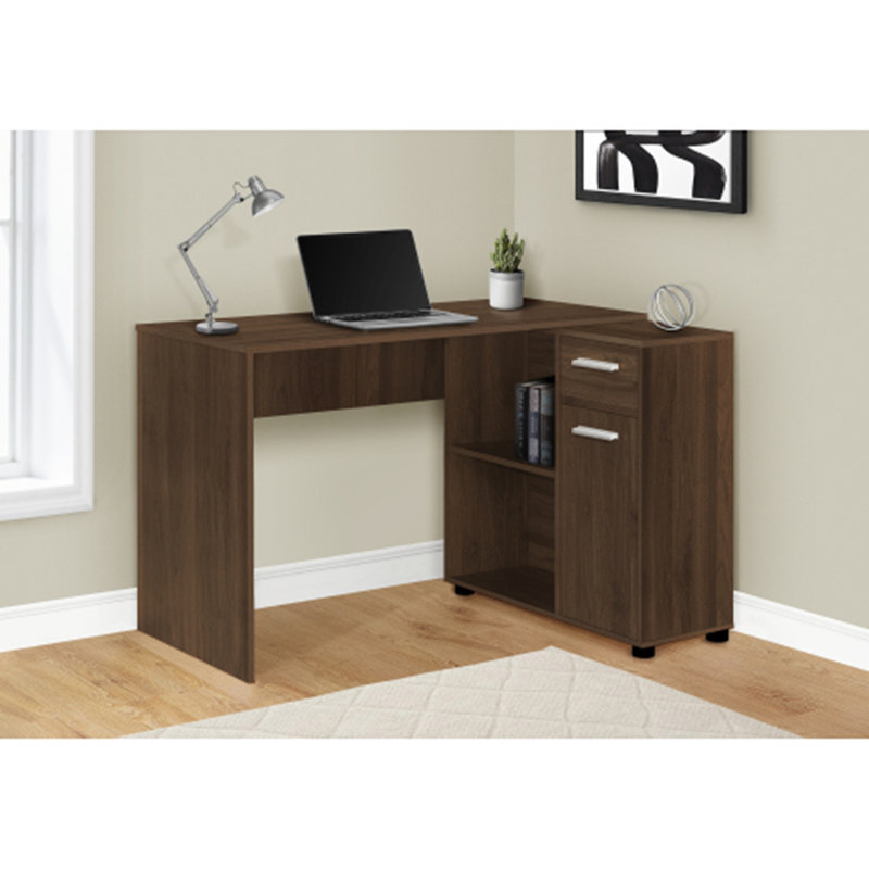 Bureau d'ordinateur, bureau personnel, coin, tiroirs de rangement, L de 46 po, bureau, ordinateur portable, stratifié, contemporain, moderne