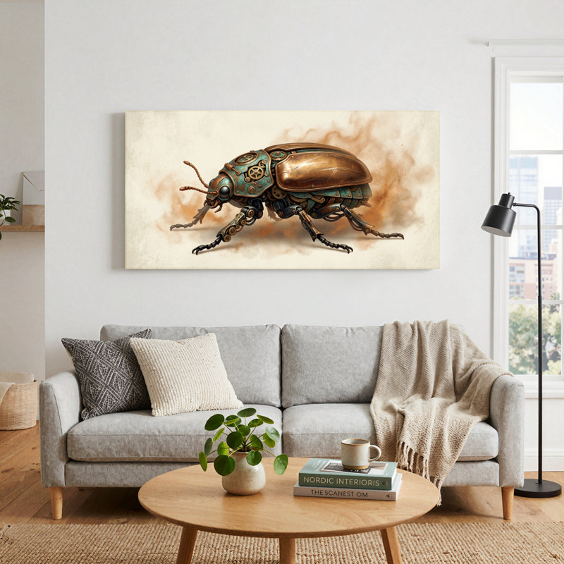 Ensemble de 1 tableau mural sur toile Scarabée Steampunk, 32“W x 16”H, Wrapped Canvas