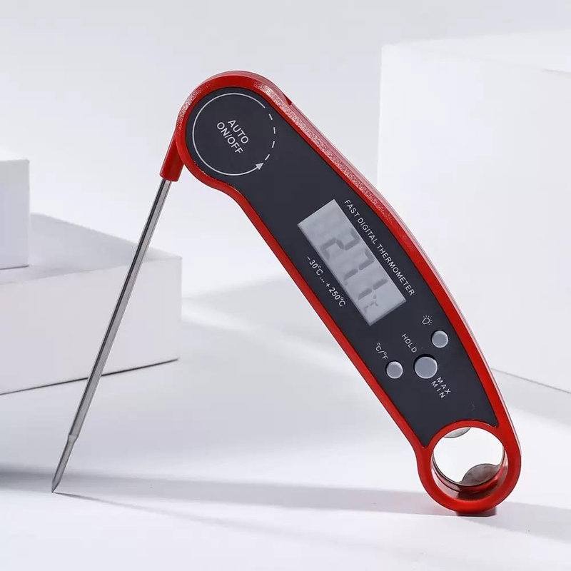 Digital Meat For Cooking – Instant Read Food With Foldable Probe, Backlit LCD & °F/°C Switch – Waterproof BBQ Grill & Kitchen Temperature Reader Thermometer
