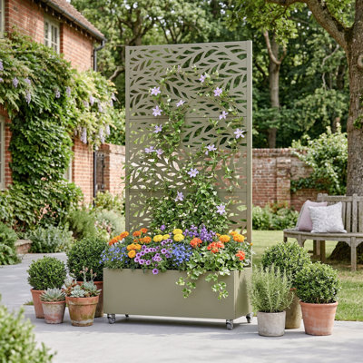 Boîte à fleurs d'extérieur avec roues