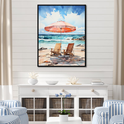 «Vintage Beach Chairs Scenery I», reproduction sur toile