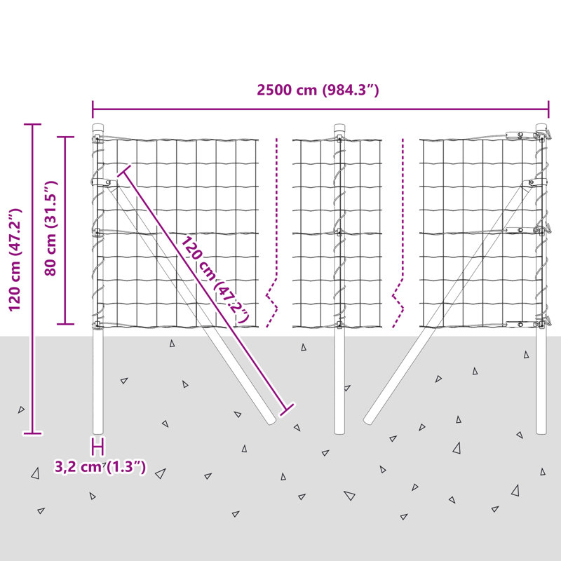 80 cm H x 2500 cm W Border Fencing