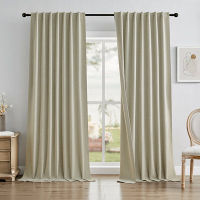 Leming 100% Polyester Blackout Curtains for Bedroom Back Tab Curtains 2 Panels Set