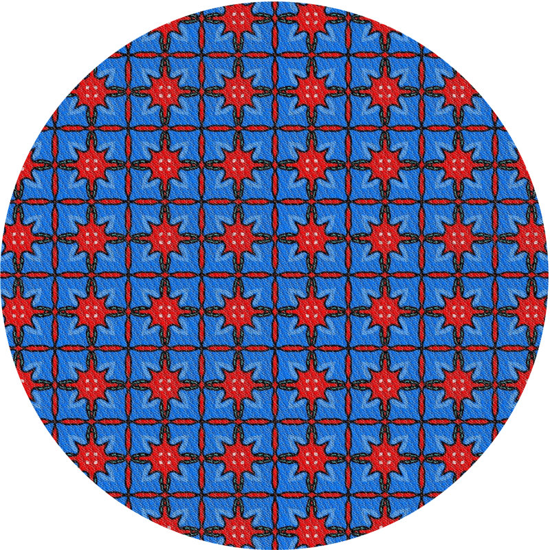 Tapis brun/bleu à tisser électrique, Rond 4 pi